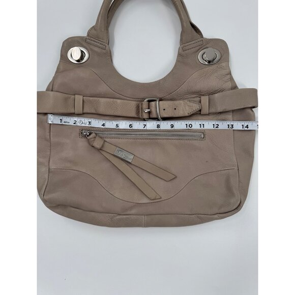 Foley + Corinna Jet Setter Taupe Leather Shoulder Bag With Front Zipper Pocket - Picture 8 of 16